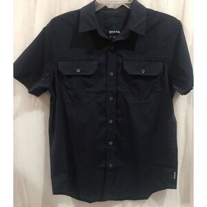PrAna Men’s Cayman Short Sleeve Performance Woven Blue Striped Shirt XS NWT